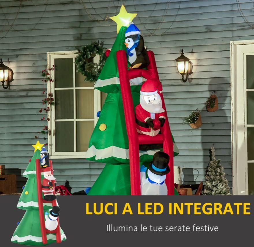 homcom albero di natale gonfiabile con personaggi e luci led da 247 cm - foto 4