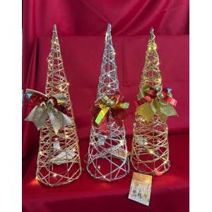 Albero in rattan da 40 cm con luci led , musica e fiocco compreso