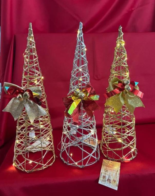 mastro bianco albero in rattan da 40 cm con luci led , musica e fiocco compreso - foto 1