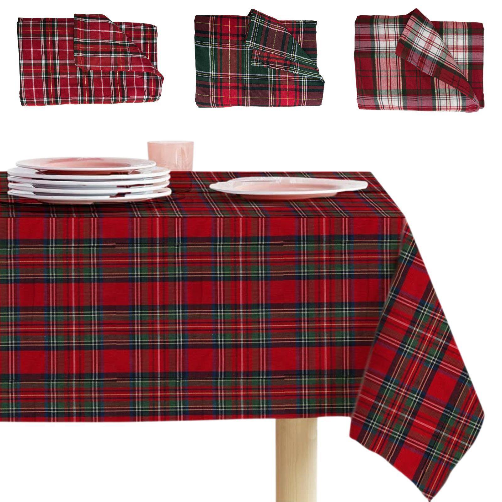 mastro bianco tovaglia natalizia scozzese 18 posti - foto 1