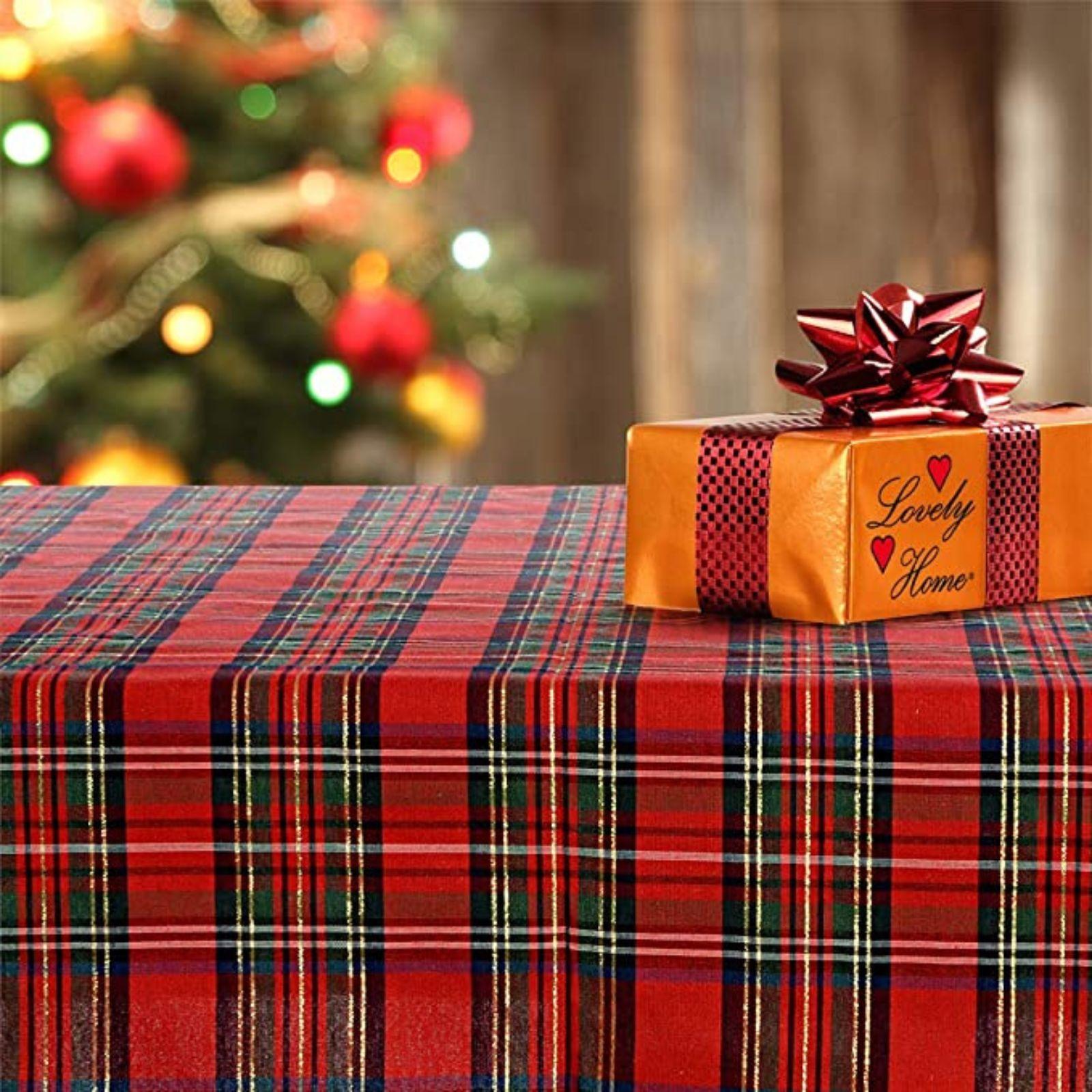 mastro bianco tovaglia natalizia scozzese 18 posti - foto 2