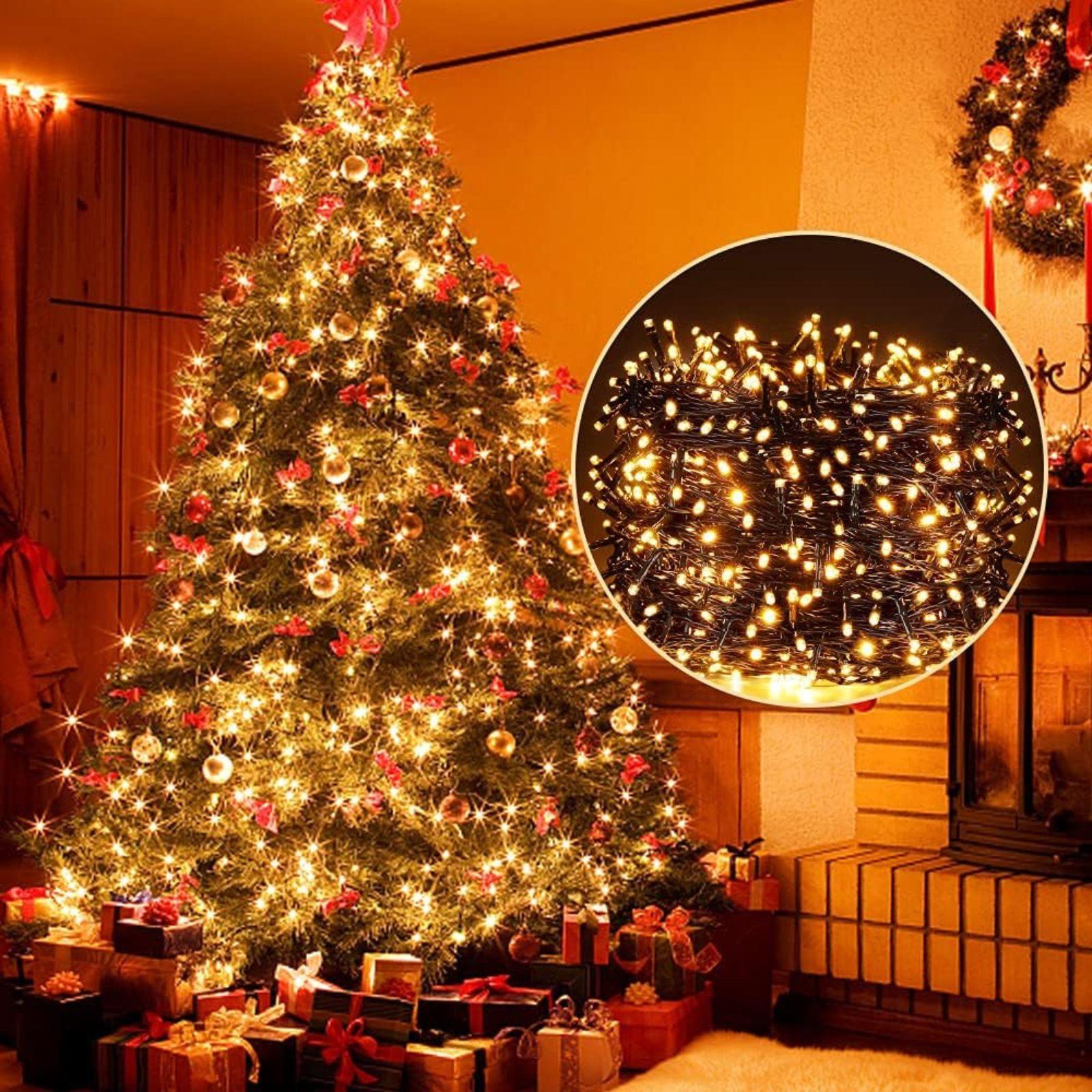 mastro bianco luci natalizie luce calda 200 led 10mt per esterno ed interno - foto 1