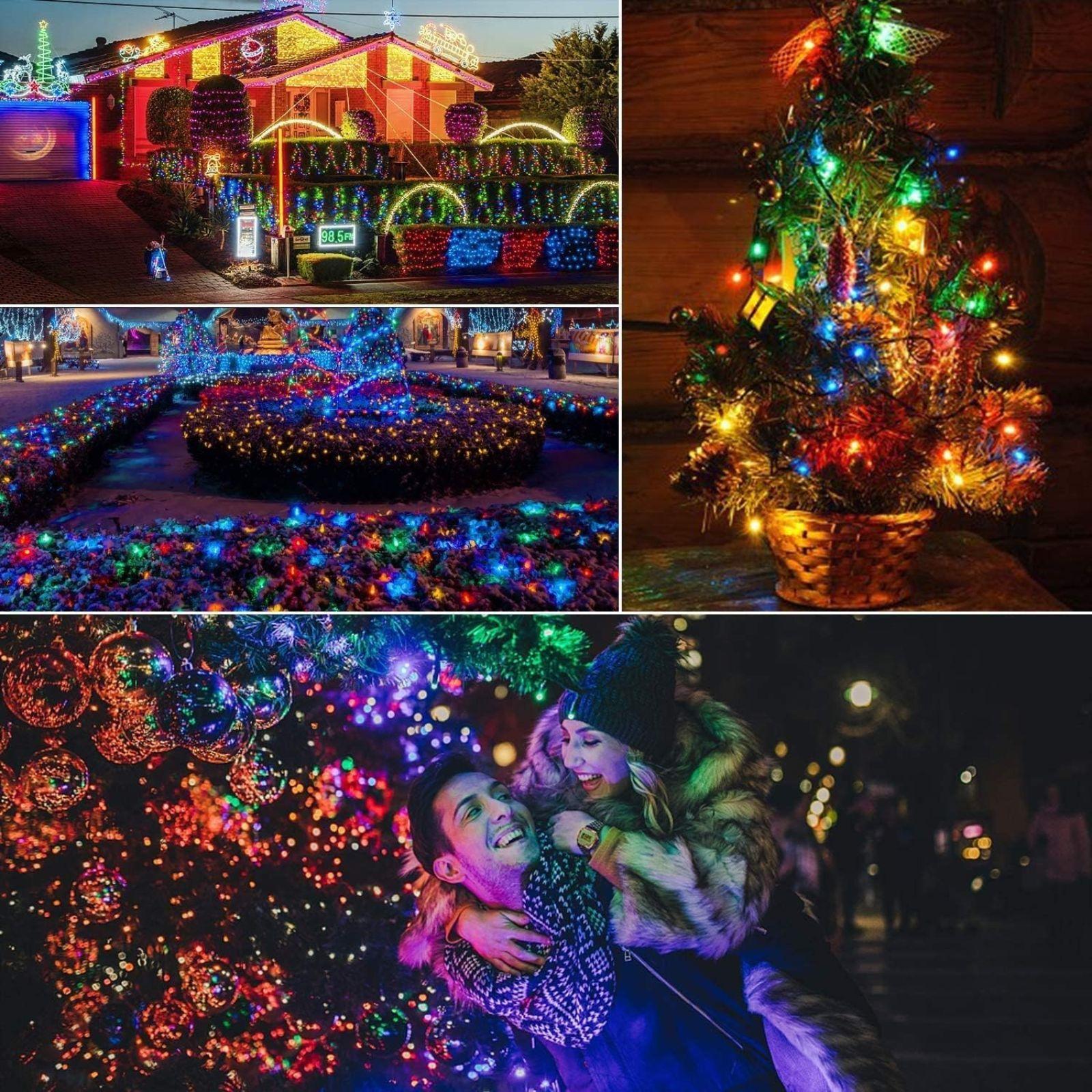 mastro bianco luci natalizie luce multicolor 200 led 10mt per esterno ed interno - foto 1