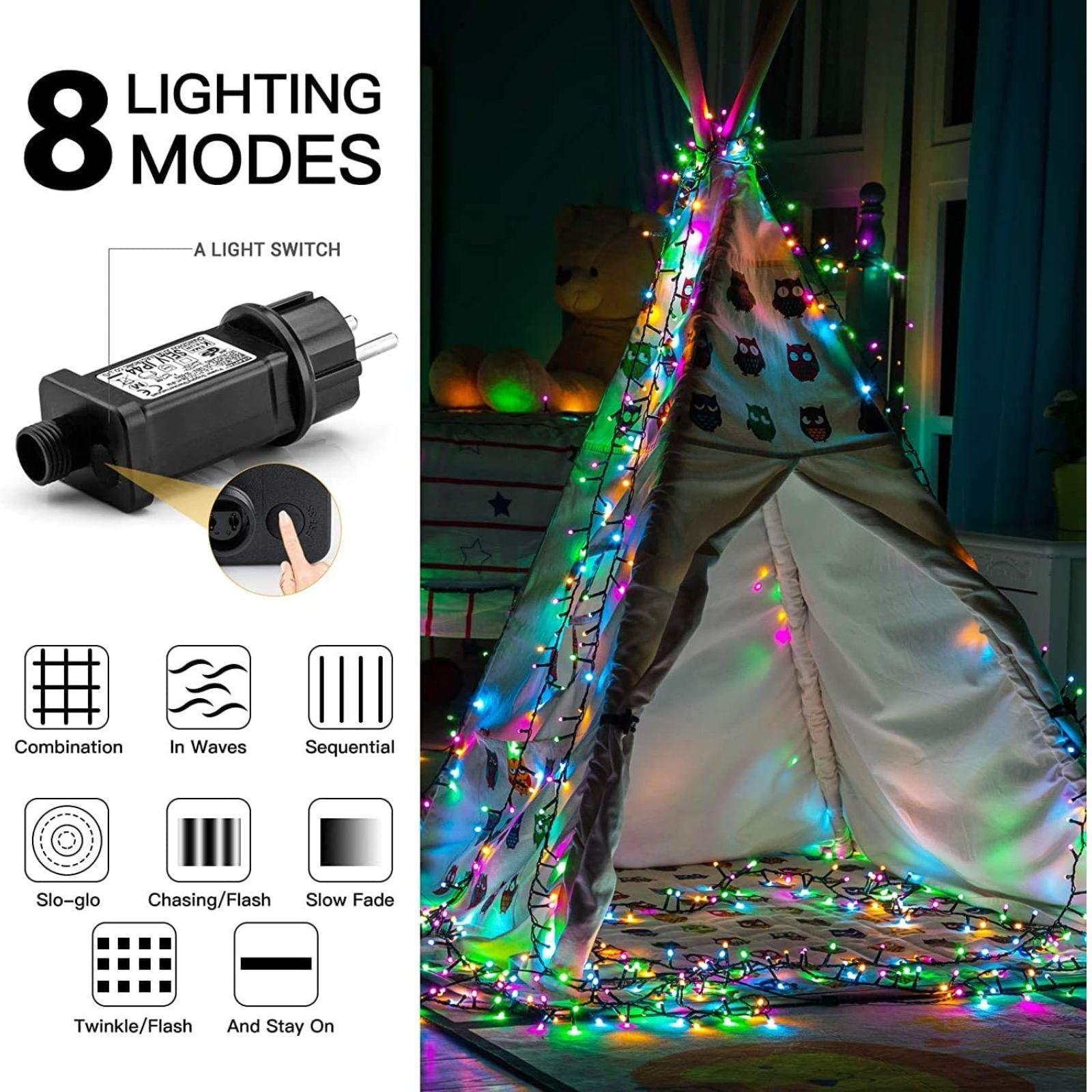 mastro bianco luci natalizie luce multicolor 200 led 10mt per esterno ed interno - foto 4