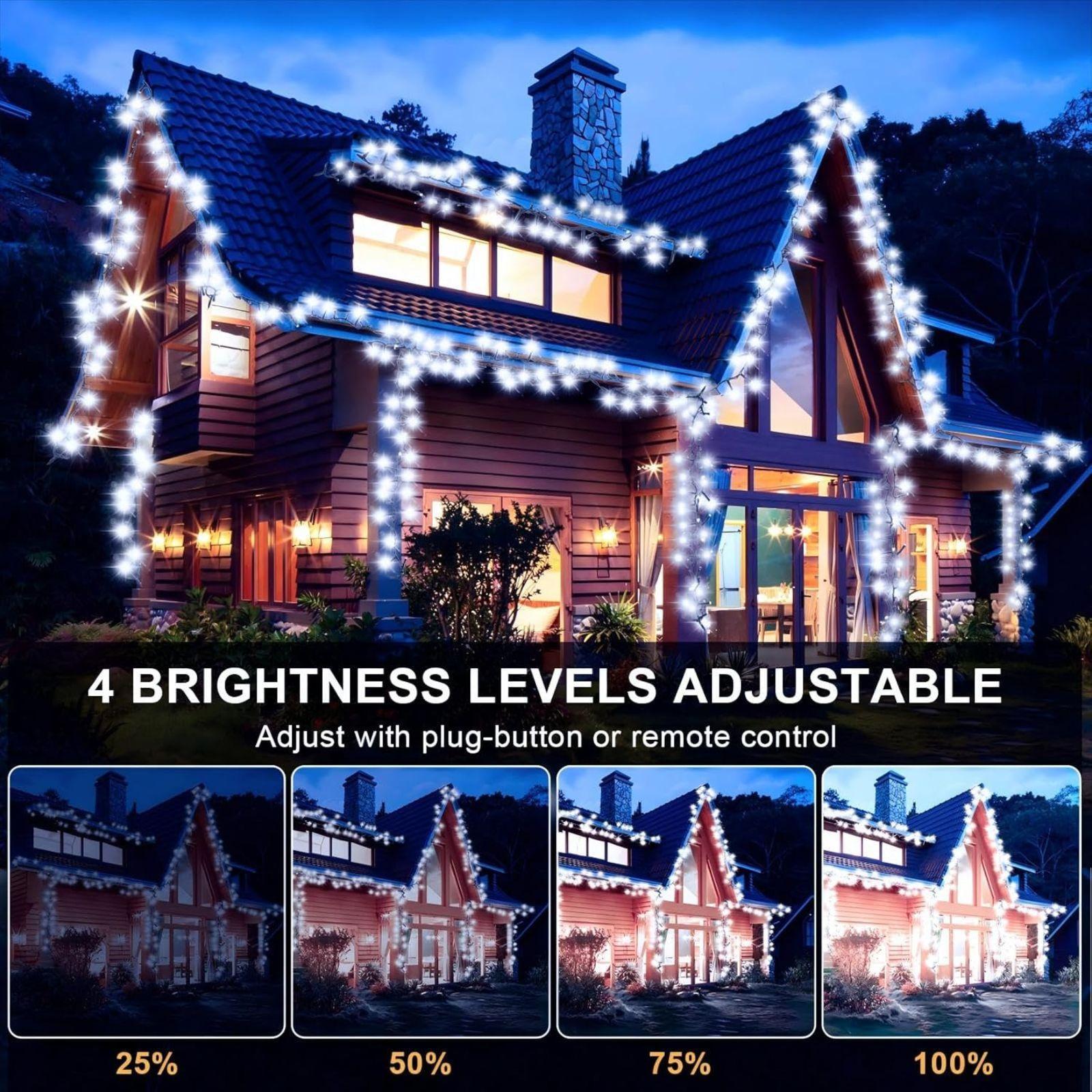 mastro bianco luci natalizie luce fredda 300 led 15mt per esterno ed interno - foto 3