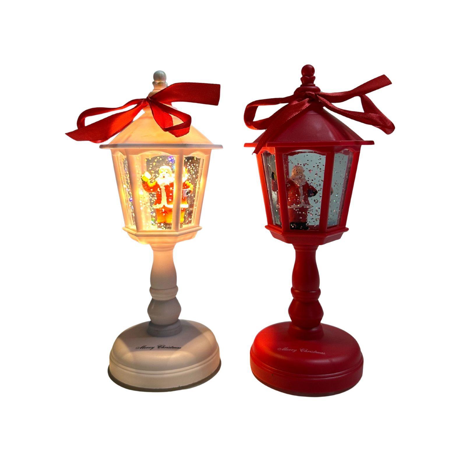 mastro bianco lampioncino natalizio con luci led e musica 21 cm - foto 1