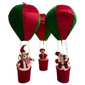 Pupazzo natalizio con mongolfiera e luci led 90 cm