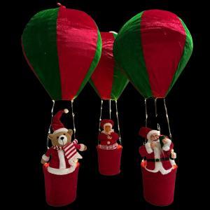 Pupazzo natalizio con mongolfiera e luci led 90 cm