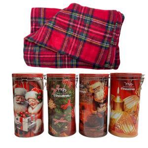 Plaid natalizio in flanella con contenitore