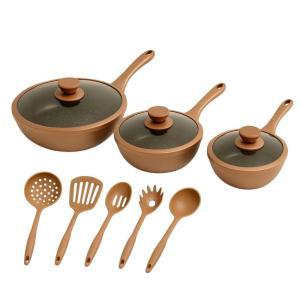 Tris di padelle con coperchi in vetro rame (20) - (24) - (28) cm