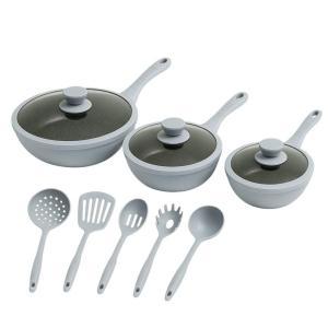 Tris di padelle con coperchi in vetro grigie (20) - (24) - (28) cm