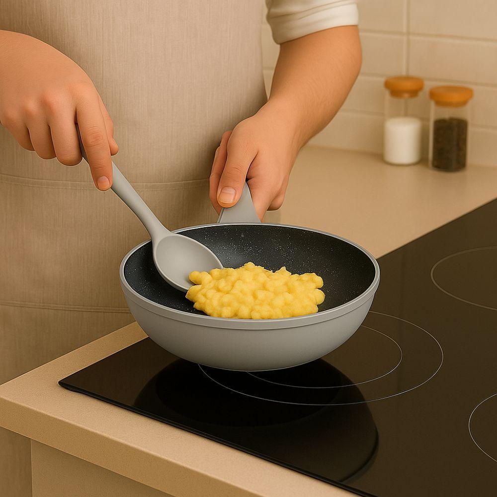  tris di padelle con coperchi in vetro grigie (20) - (24) - (28) cm - foto 5