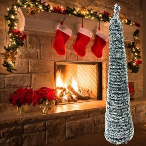 Albero di natale pronto in 30 secondi argento con luci led incluse 150 cm