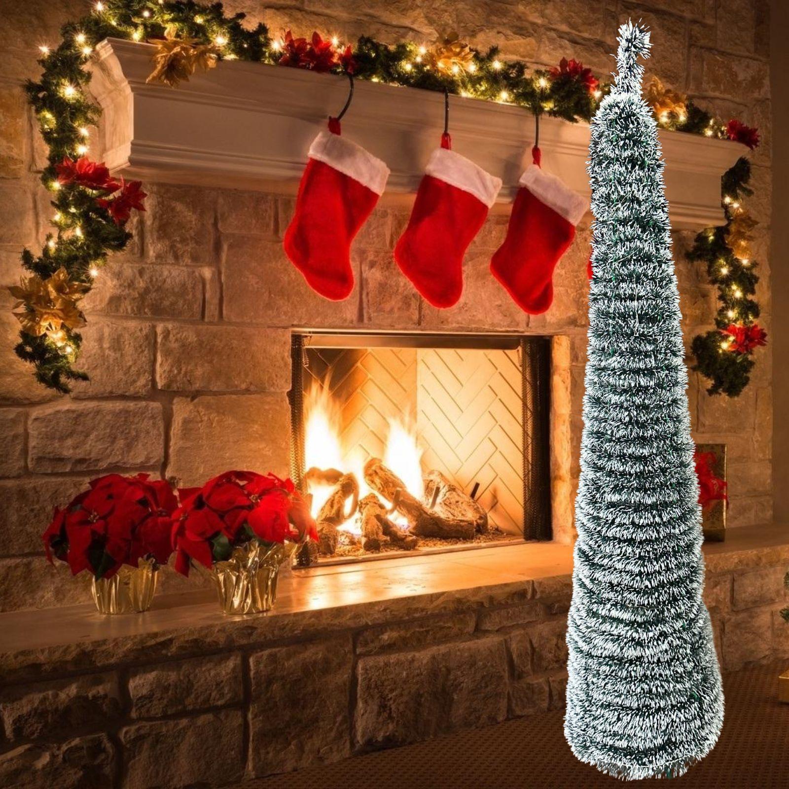 mastro bianco albero di natale pronto in 30 secondi argento con luci led incluse 150 cm - foto 2
