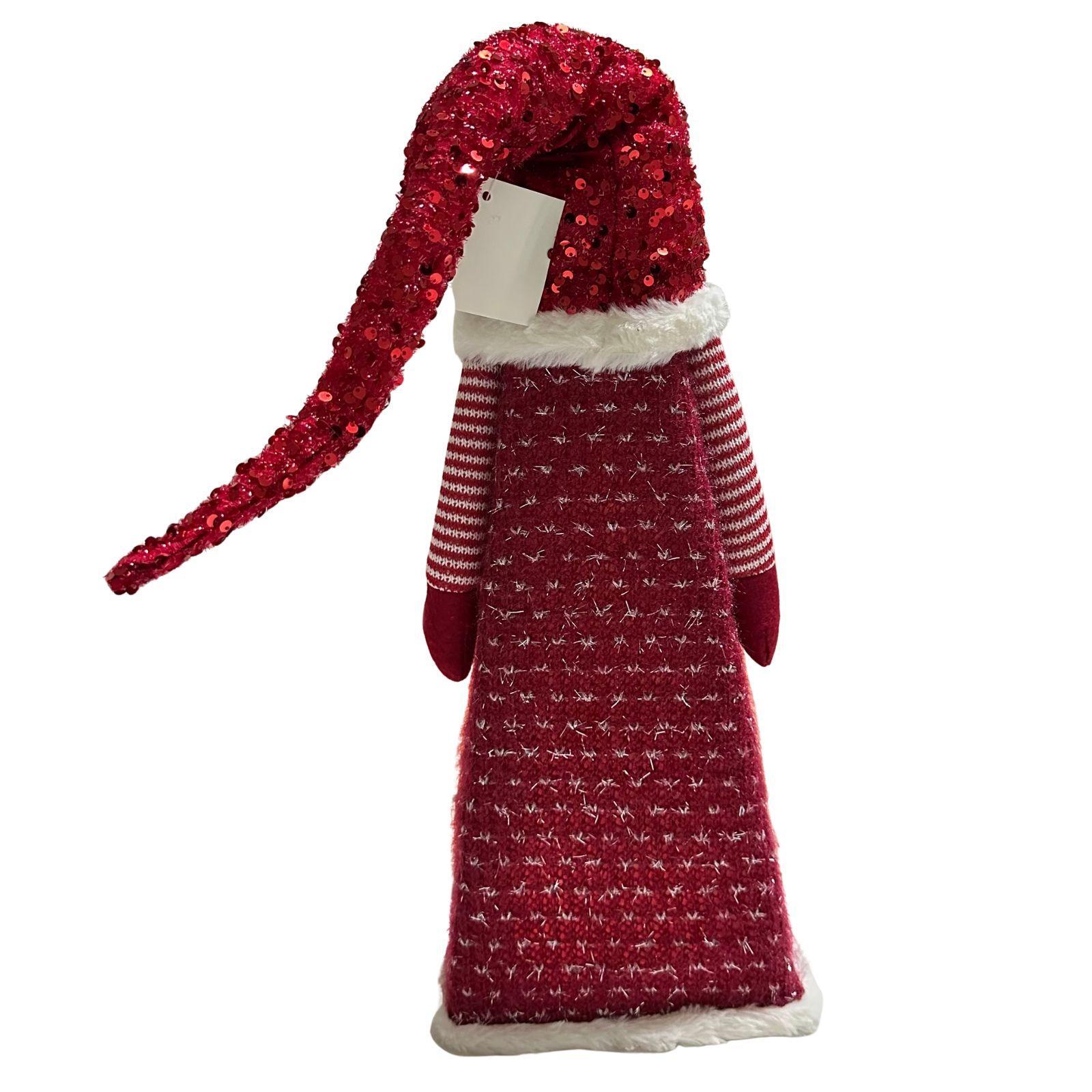 mastro bianco pupazzo bambola di natale triangolare con luci led 50 cm - foto 2
