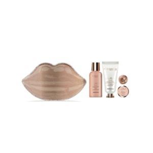 Kit doccia schiuma 100 ml , crema corpo 60 ml , bomba da bagno , balsamo labbra e bocca portagioie