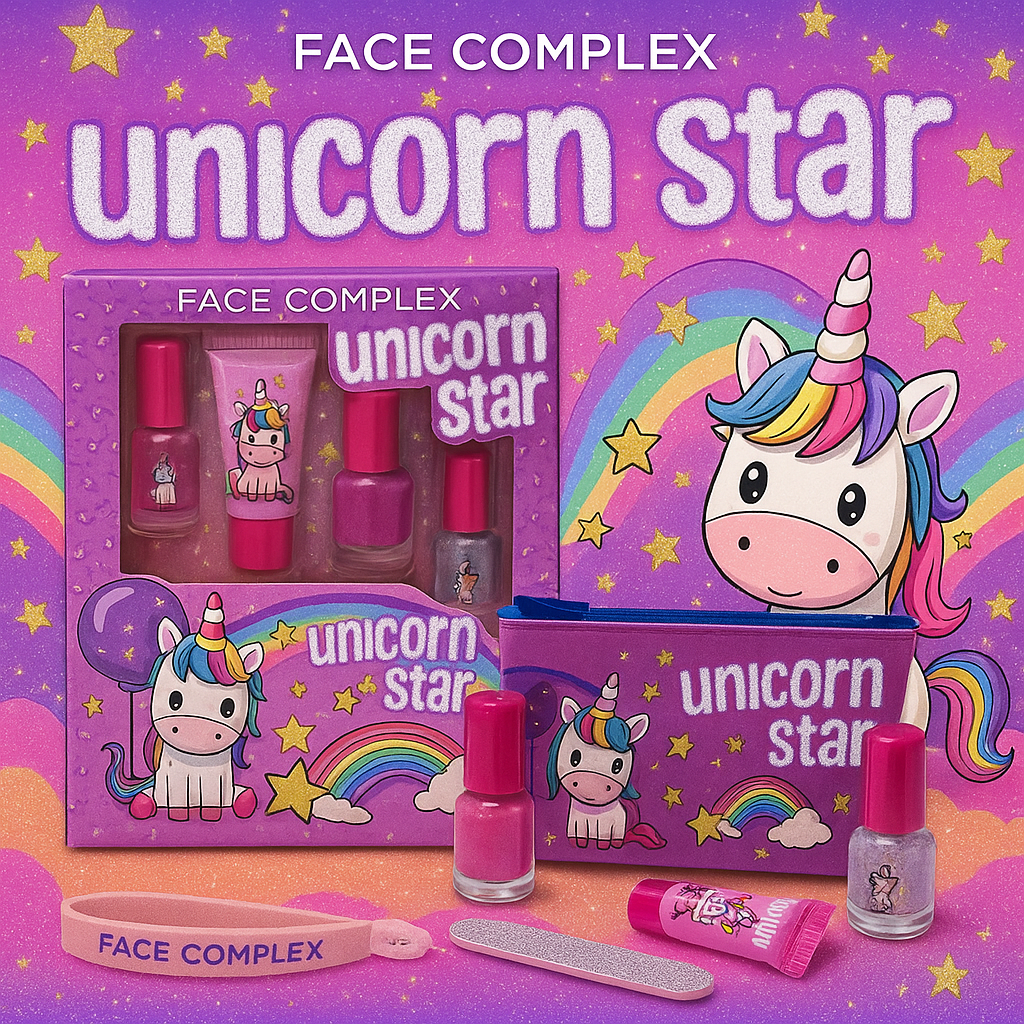 face complex kit unicorno 2 smalti , balsamo labbra , pochette , elastico e lima - foto 1