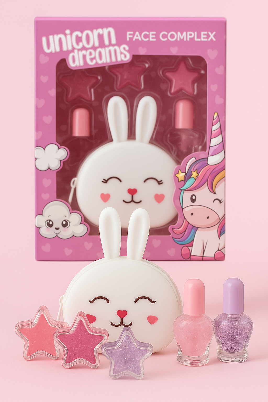 face complex kit coniglio 2 smalti , 3 lip gloss , pochette - foto 1