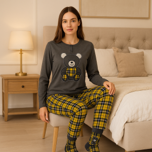 Pigiama donna 100% caldo cotone e calzini abbinati