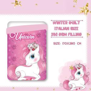 Trapunta letto singolo  unicorno rosa 170 x 260 cm