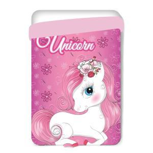 Trapunta letto singolo  unicorno rosa 170 x 260 cm