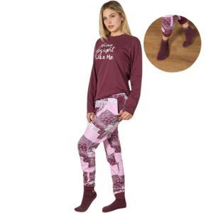 Pigiama donna 100% caldo cotone e calzini abbinati