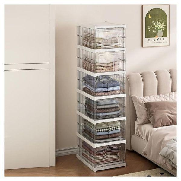  scarpiera a 6 ripiani richiudibile salvaspazio 105x25.5x34.5cm - foto 5