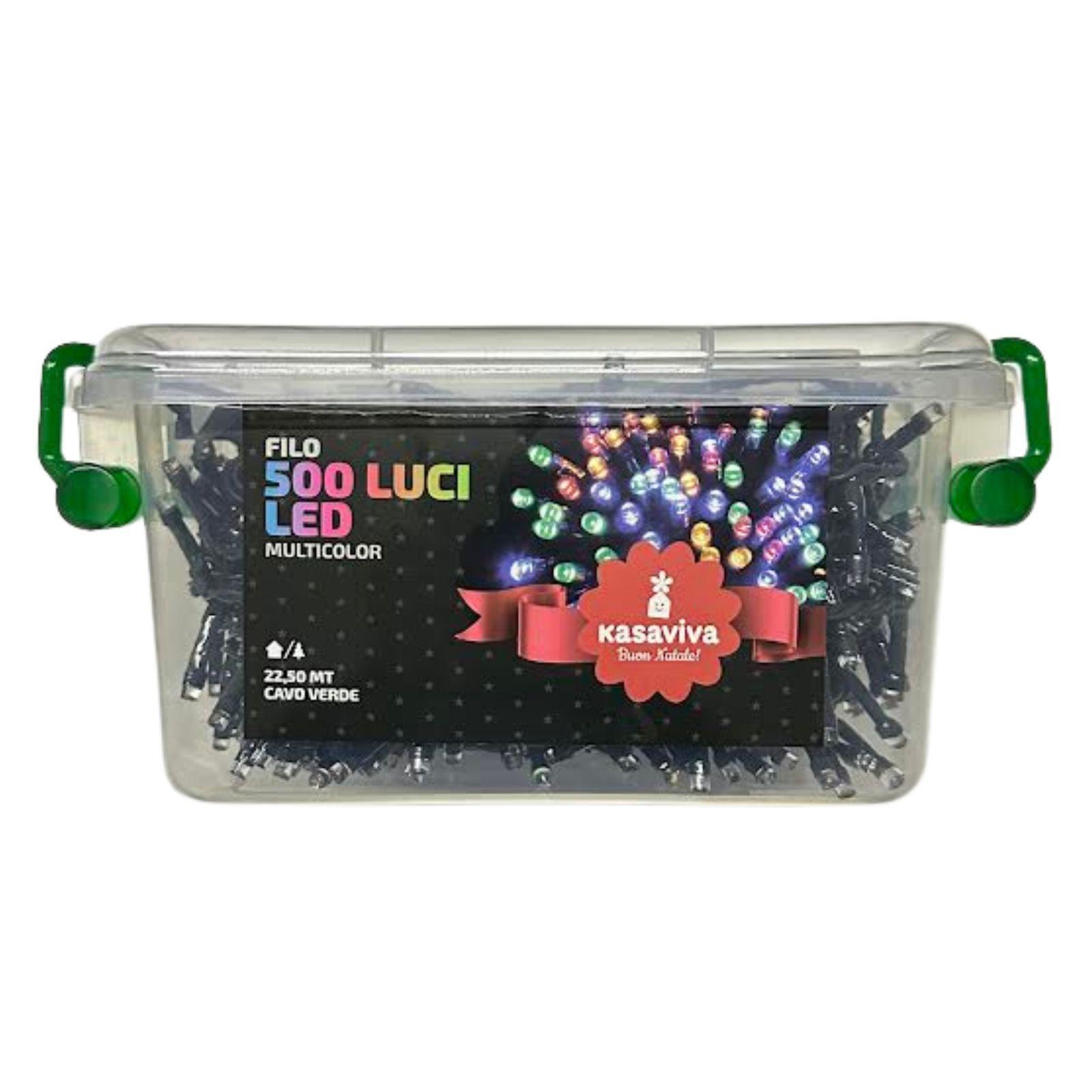 kasaviva luci natalizie multicolor 500 led 22.50 mt per esterno ed interno con contenitore di plastica - foto 5