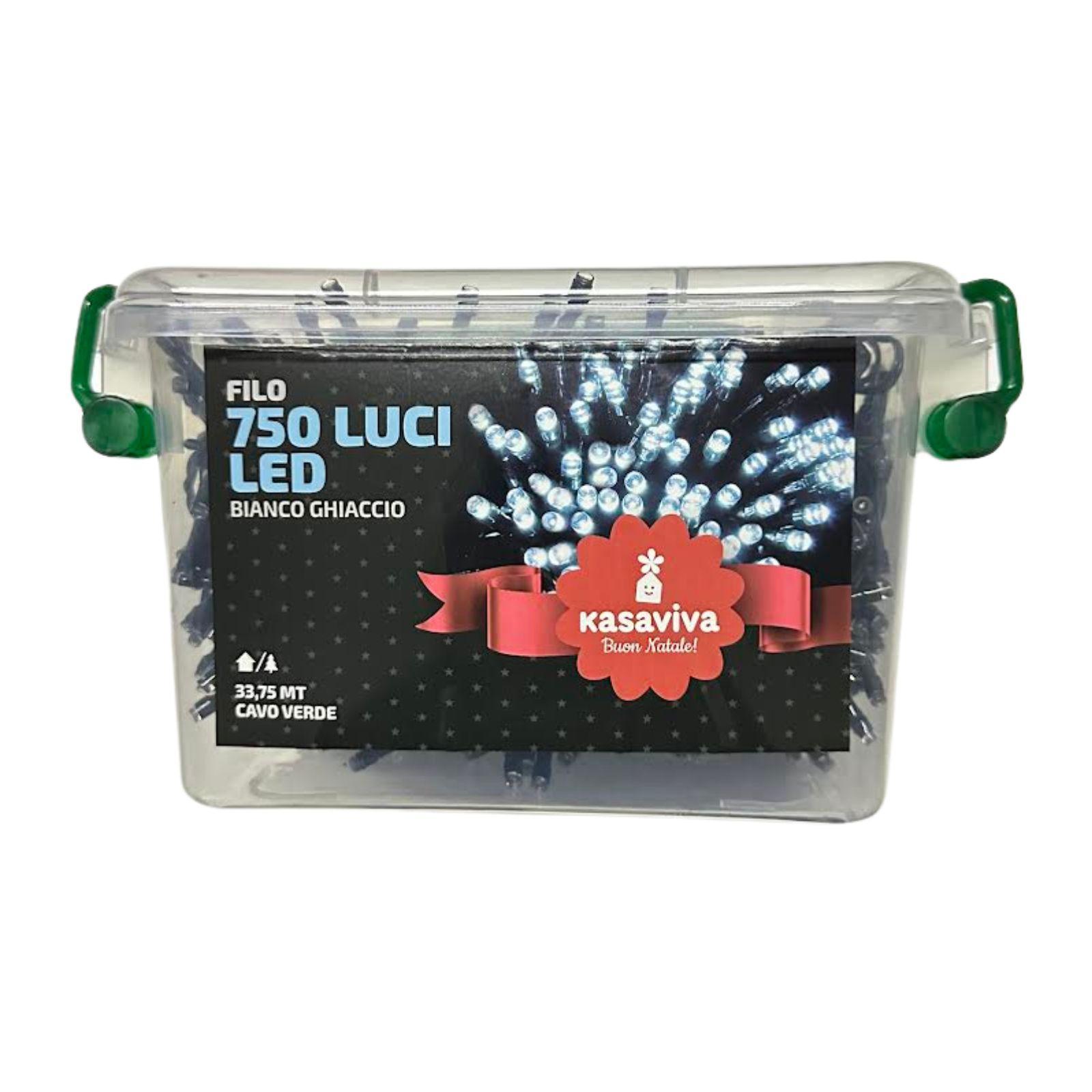 kasaviva luci natalizie bianco freddo 750 led 33.75 mt per esterno ed interno con contenitore di plastica - foto 5