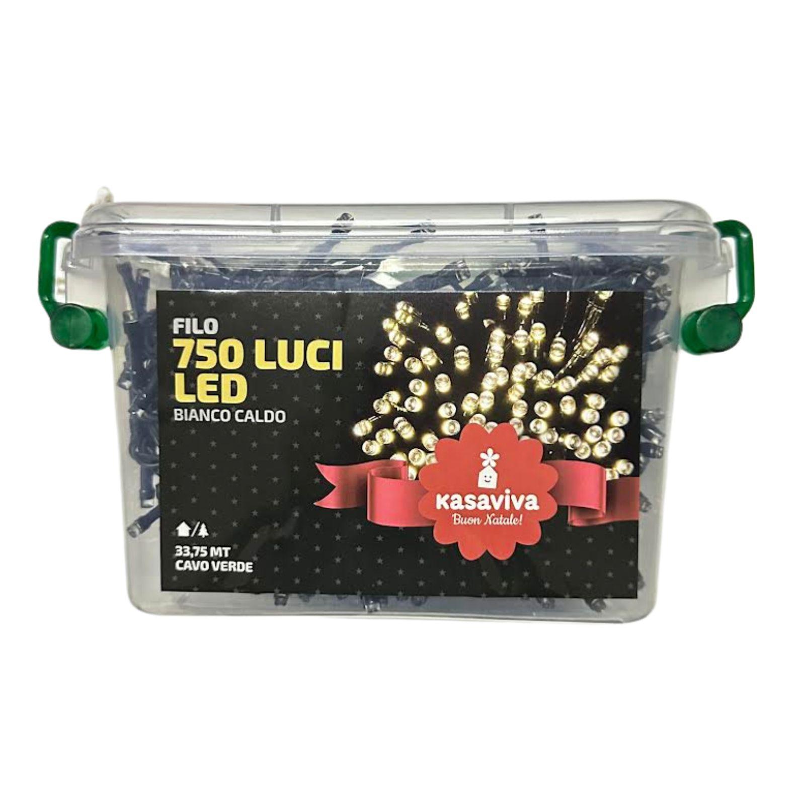 kasaviva luci natalizie bianco caldo 750 led 33.75 mt per esterno ed interno con contenitore di plastica - foto 5