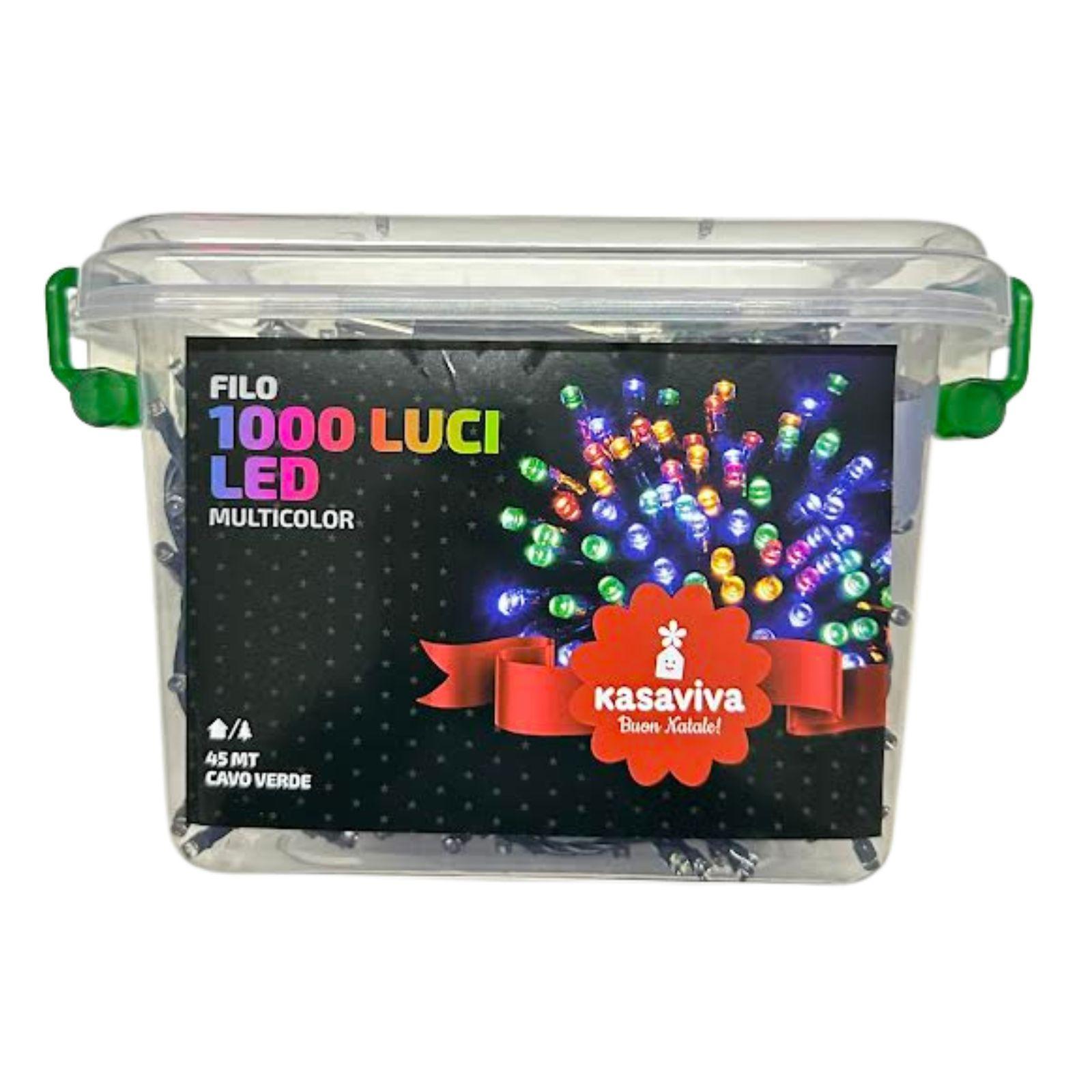 kasaviva luci natalizie multicolor 1000 led 45 mt per esterno ed interno con contenitore di plastica - foto 5