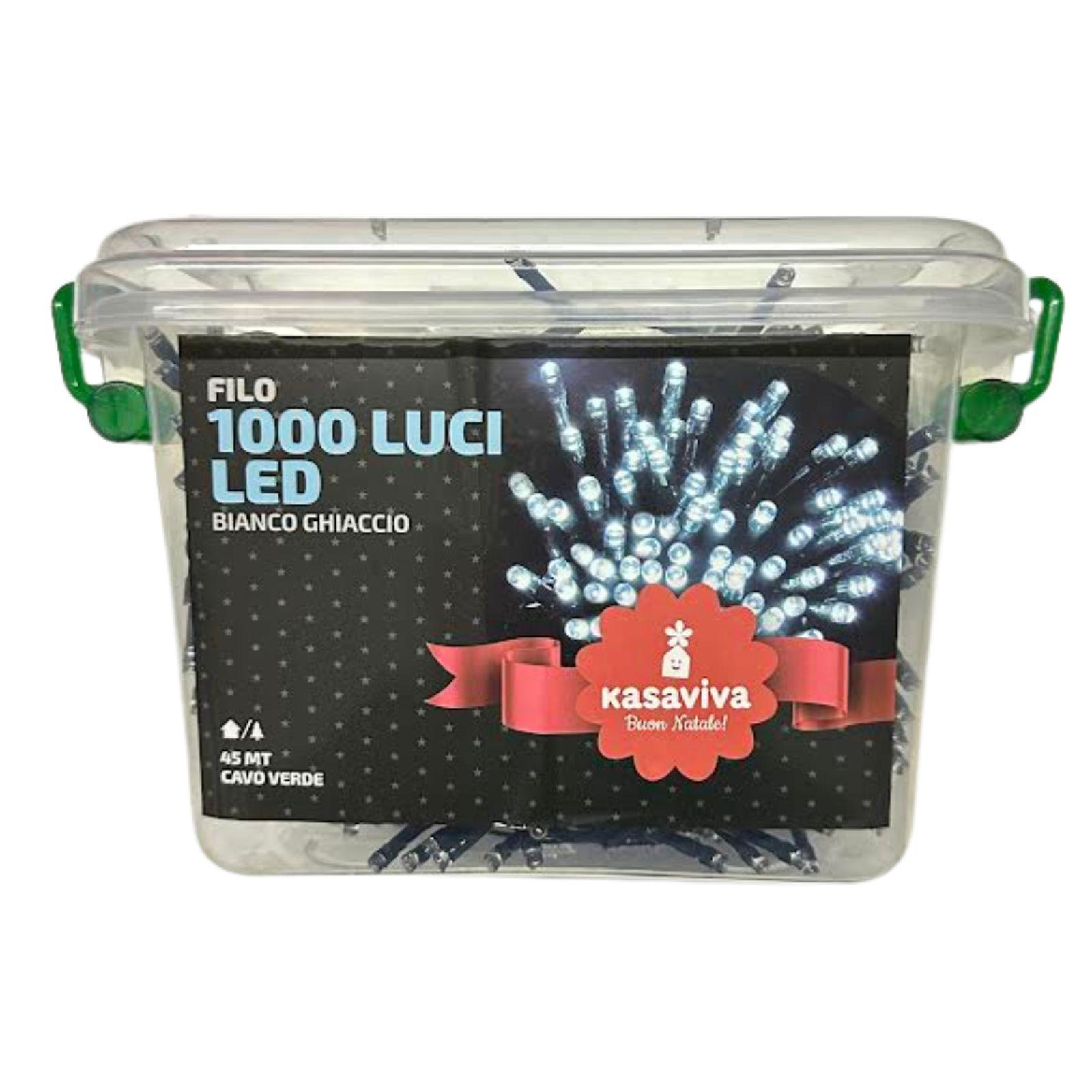 kasaviva luci natalizie bianco freddo 1000 led 45 mt per esterno ed interno con contenitore di plastica - foto 5