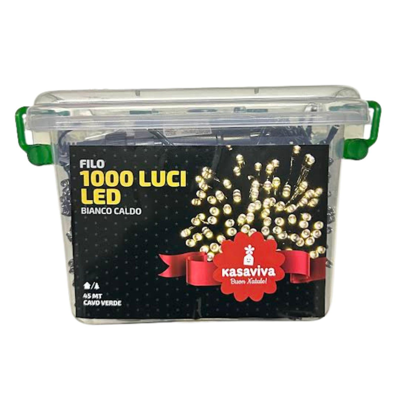 kasaviva luci natalizie bianco caldo 1000 led 45 mt per esterno ed interno con contenitore di plastica - foto 5