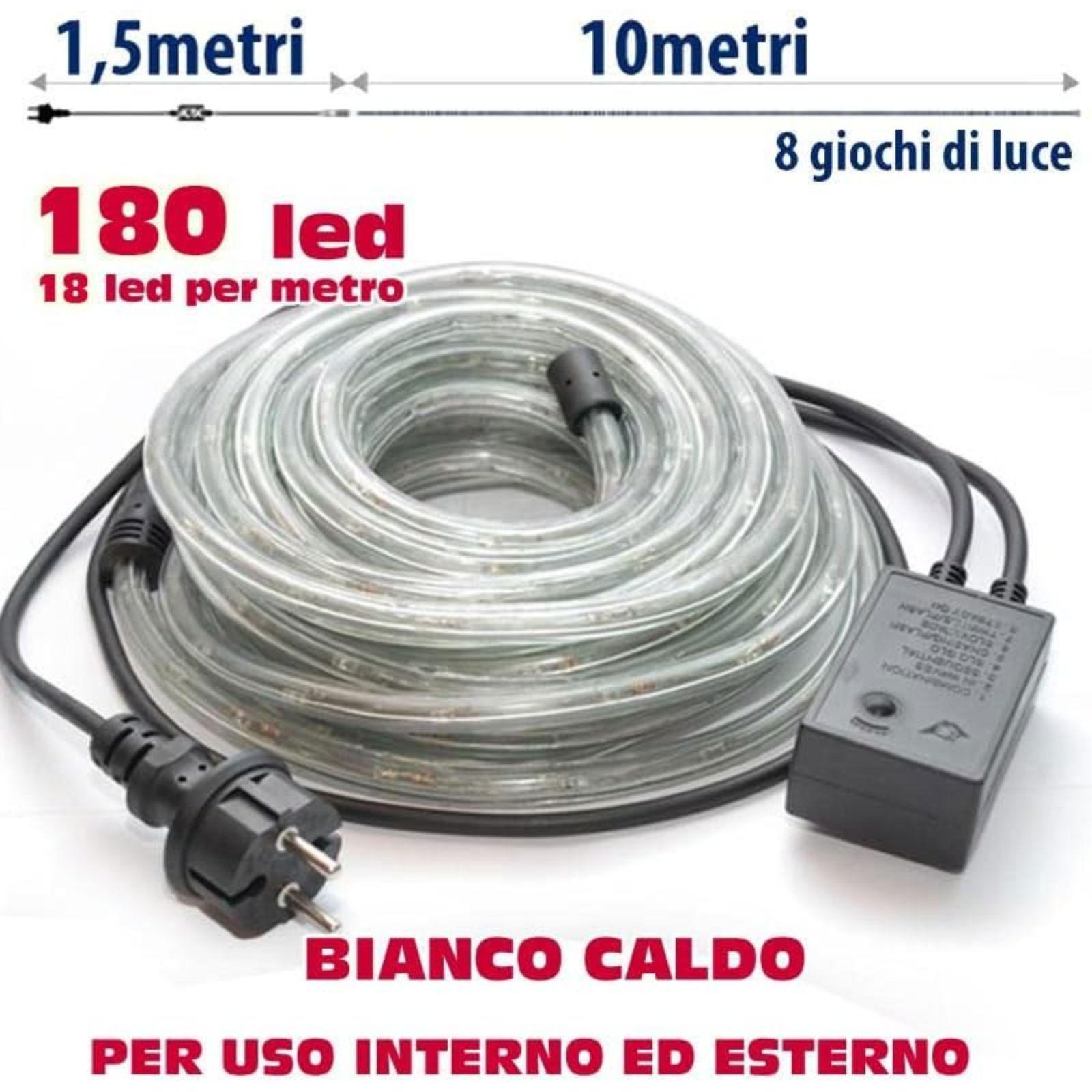 kasaviva tubo luminoso 180 luci led bianco caldo 10 mt per uso interno ed esterno - foto 4