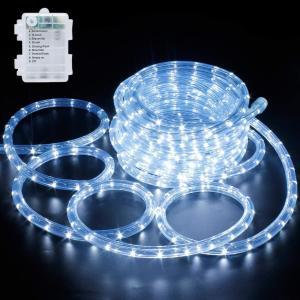 Tubo microled 190 luci bianco ghiaccio 10 mt a batterie per uso esterno