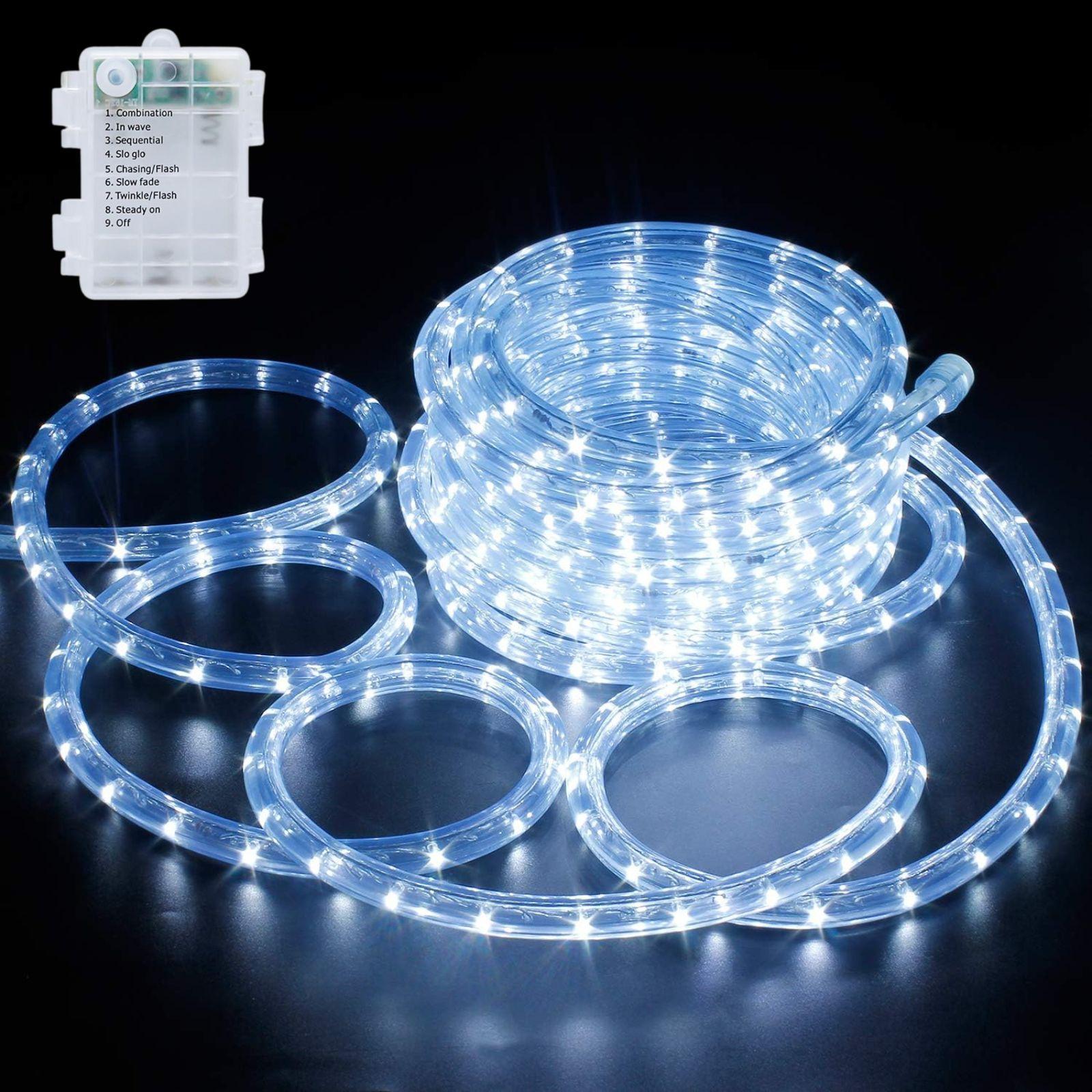 kasaviva tubo microled 190 luci bianco ghiaccio 10 mt a batterie per uso esterno - foto 1