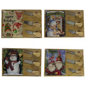 Tagliere natalizio con coltelli