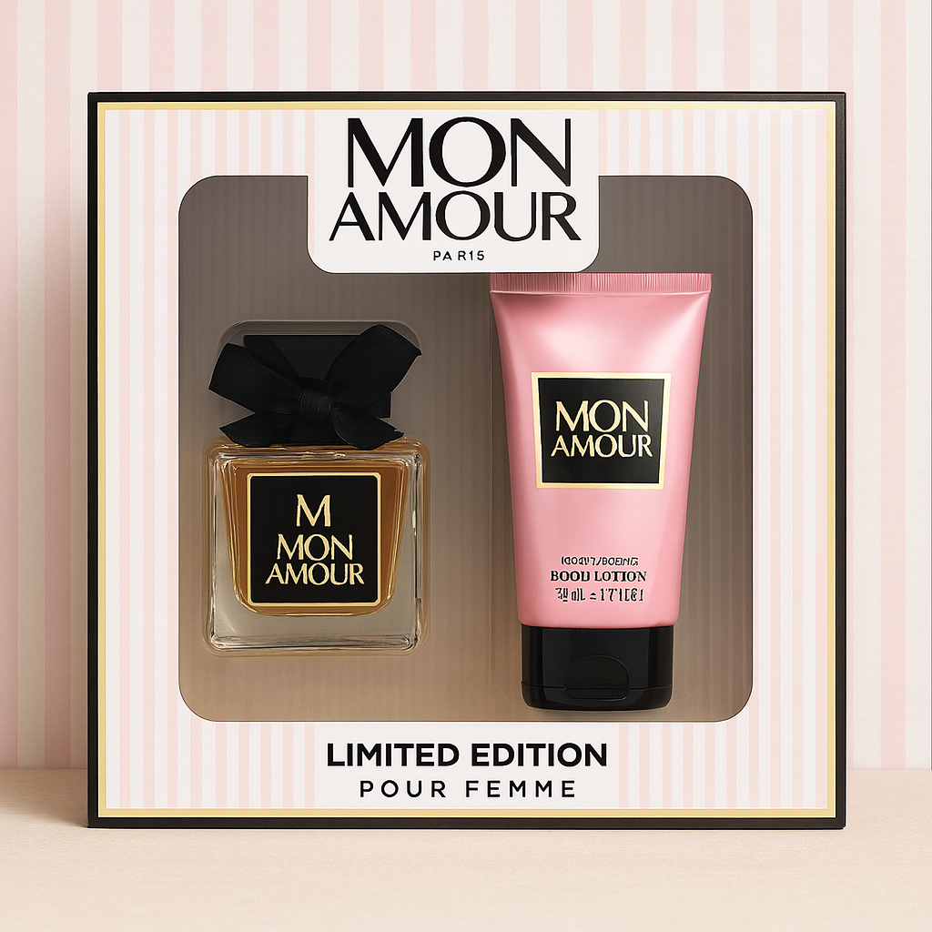 montage montage set profumo 50 ml & crema corpo 50 ml da donna - foto 1 Set MON AMOUR POUR FEMME LIMITED EDITION: profumo 50 ml e crema corpo 50 ml