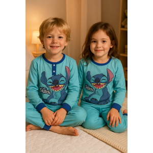Pigiama bimbo/bimba stitch blu