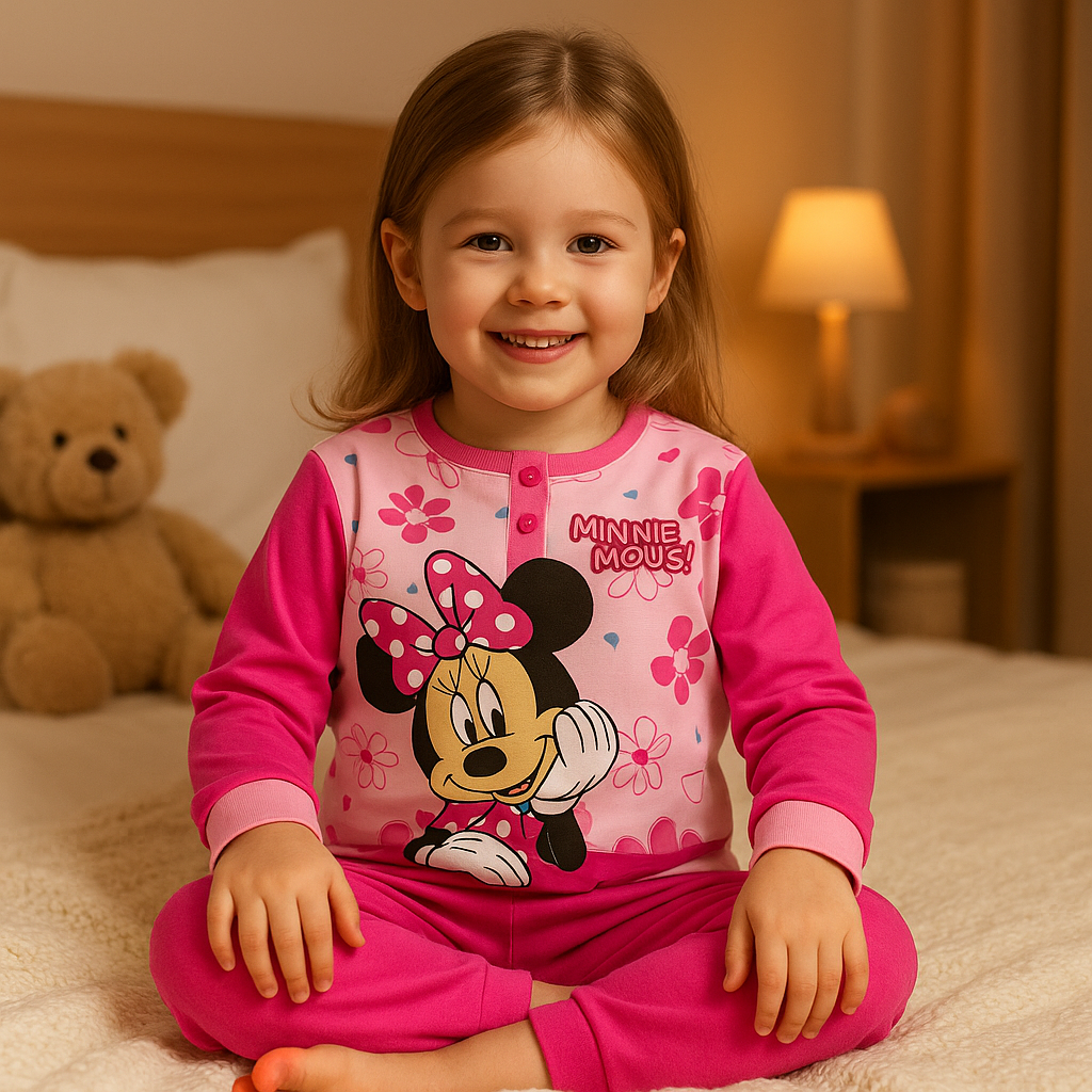 disney disney pigiama bimba minnie - foto 1 Pigiama bimba Disney Minnie, maglia a maniche corte con stampa Minnie, pantaloni lunghi