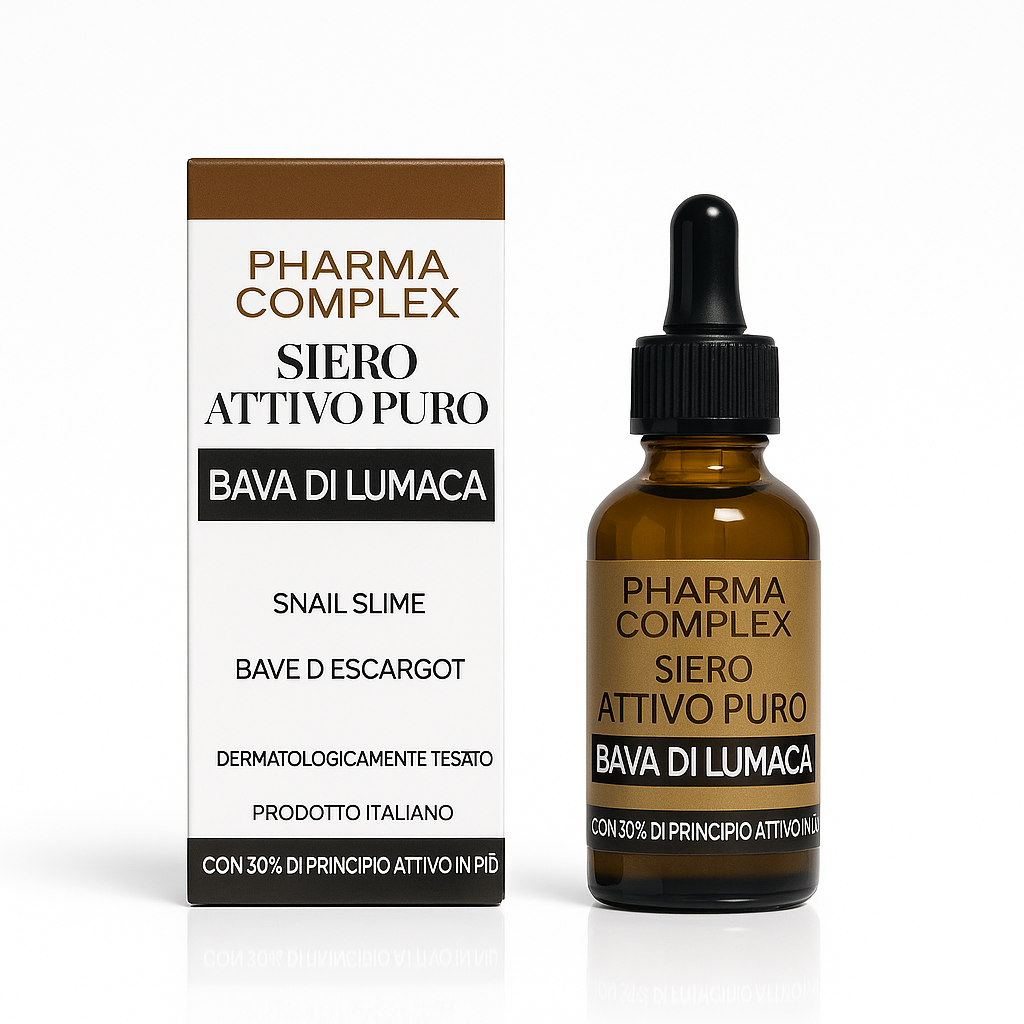 pharma complex pharma complex siero attivo puro bava di lumaca 30 ml - foto 1 Flacone di Siero Attivo Puro Bava Di Lumaca con confezione
