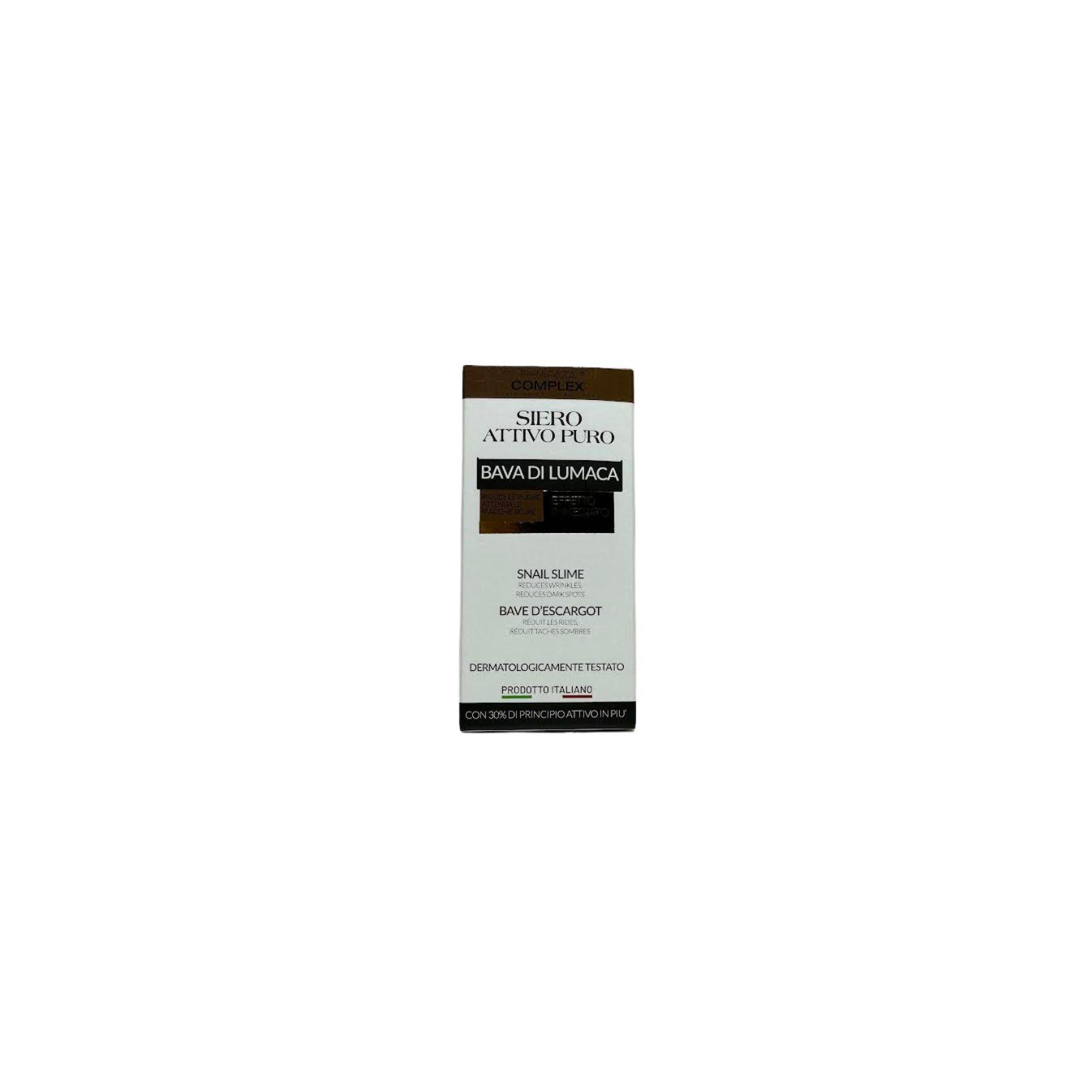 pharma complex pharma complex siero attivo puro bava di lumaca 30 ml - foto 3 Dettaglio confezione Siero Attivo Puro Bava Di Lumaca 30 ml