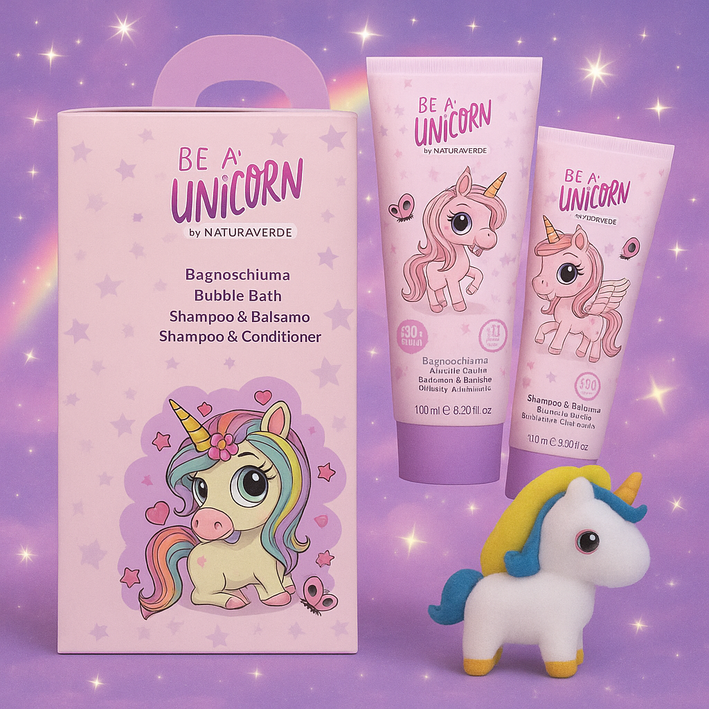  kit be a unicorn: bagnoschiuma,  shampoo&balsamo e unicorn rainbow hair - foto 1
