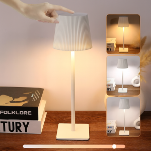 Lampada touch a righe bianca ricaricabile