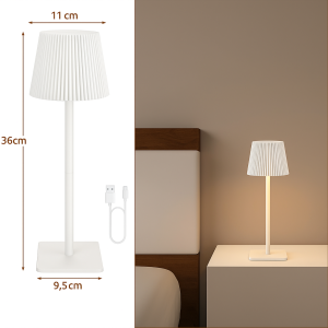 Lampada touch a righe bianca ricaricabile