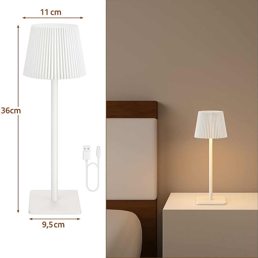  lampada touch a righe bianca ricaricabile - foto 2