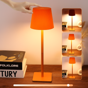 Lampada touch a righe arancione ricaricabile