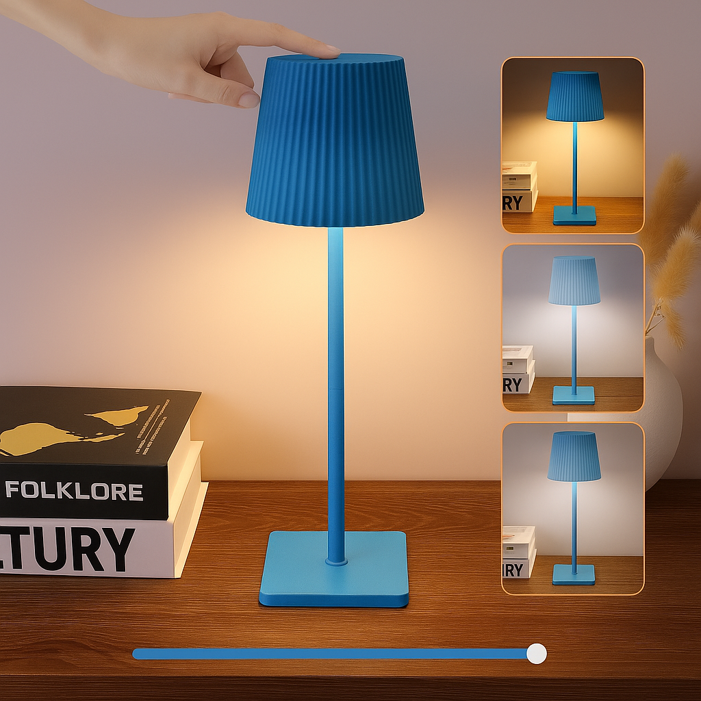  lampada touch a righe azzurra ricaricabile - foto 1