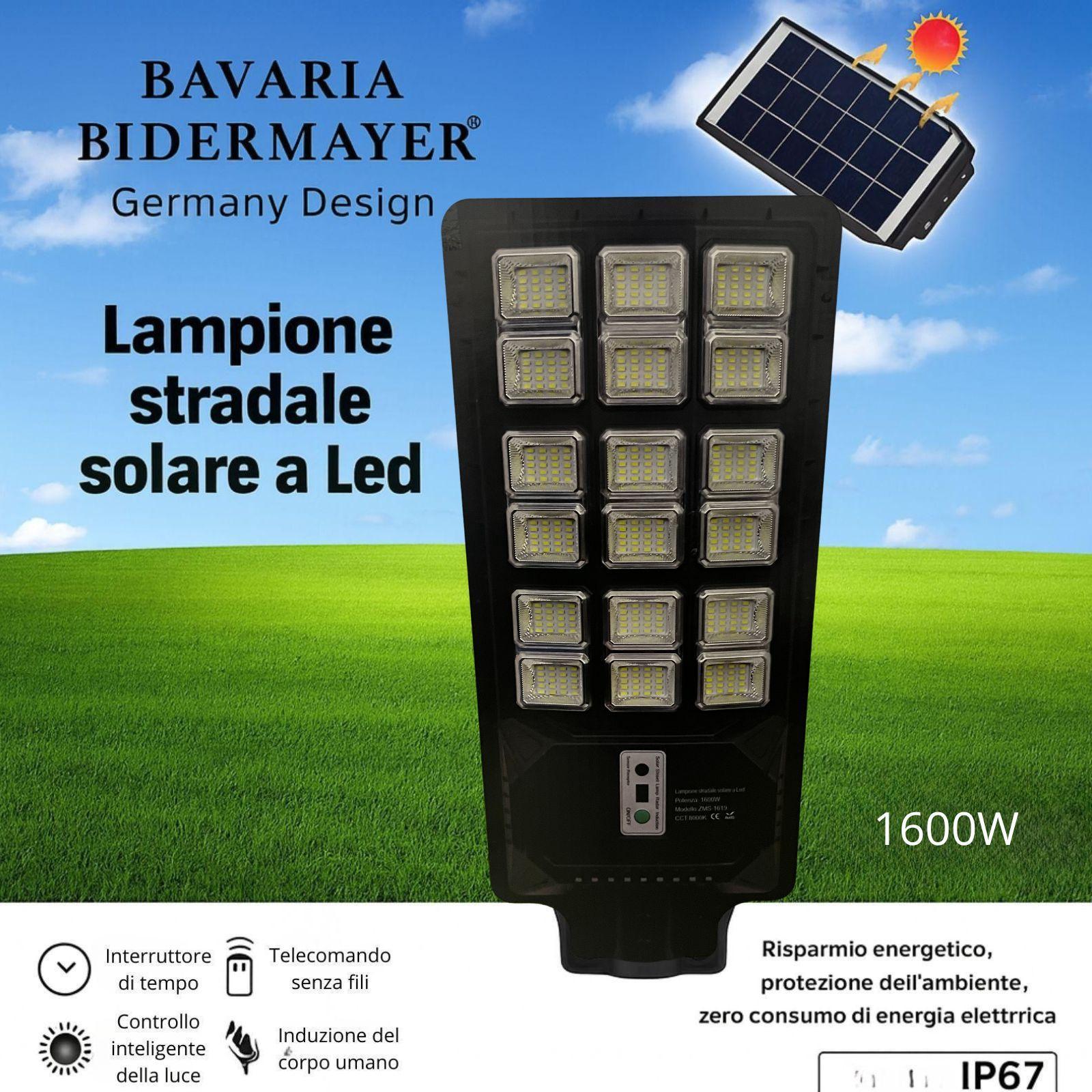 bavaria bidermayer lampione stradale solare a led 1600w - foto 2