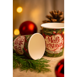 Bicchieri di carta natale acqua 220cc ( fantasia spedita in base a giacenza) 50pz.